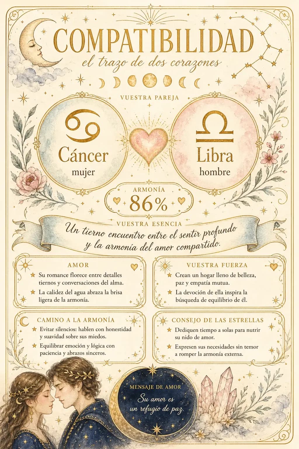 Póster de prueba de compatibilidad para una pareja